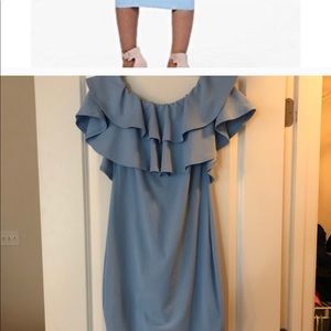 Lauren Ruffled Off The Shoulders Maternity Dress